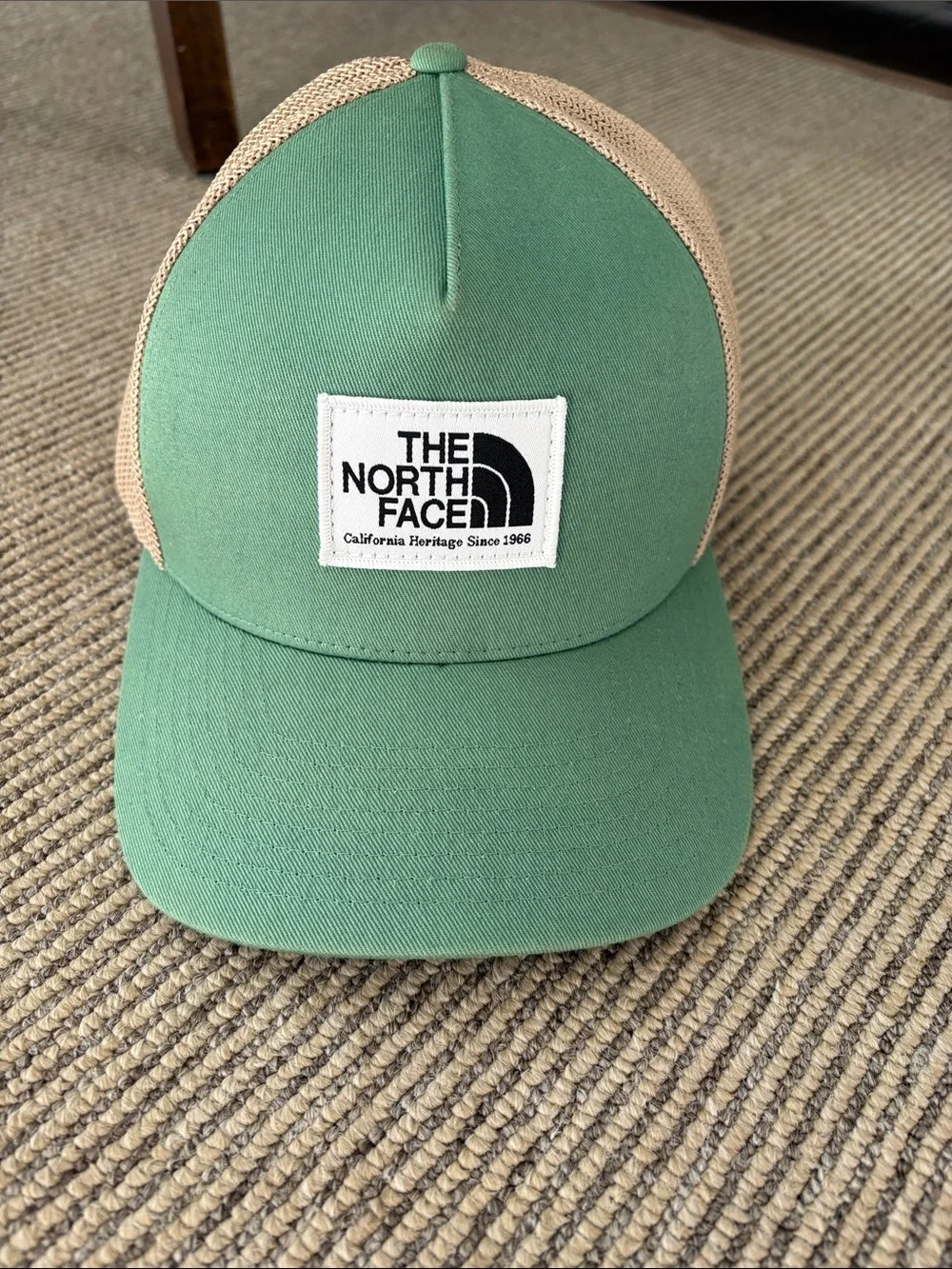 The North Face Green and Tan Trucker Hat with Front Patch